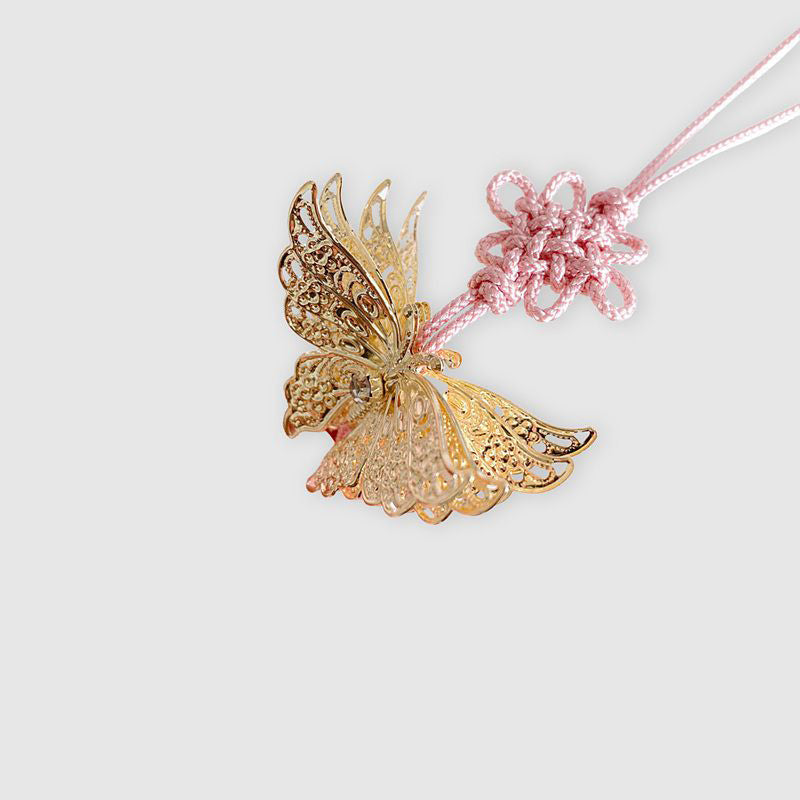 Metal Butterfly Norigae Tassel Charm - Korean Traditional Ornament