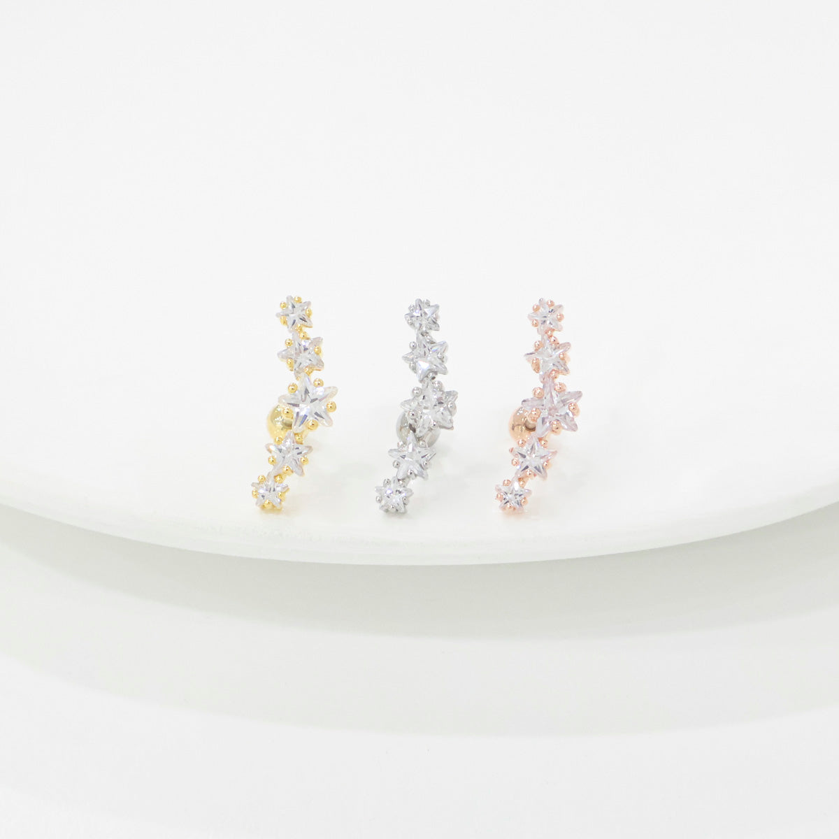 CZ Star Curved Barbell - Cartilage Piercing Earring