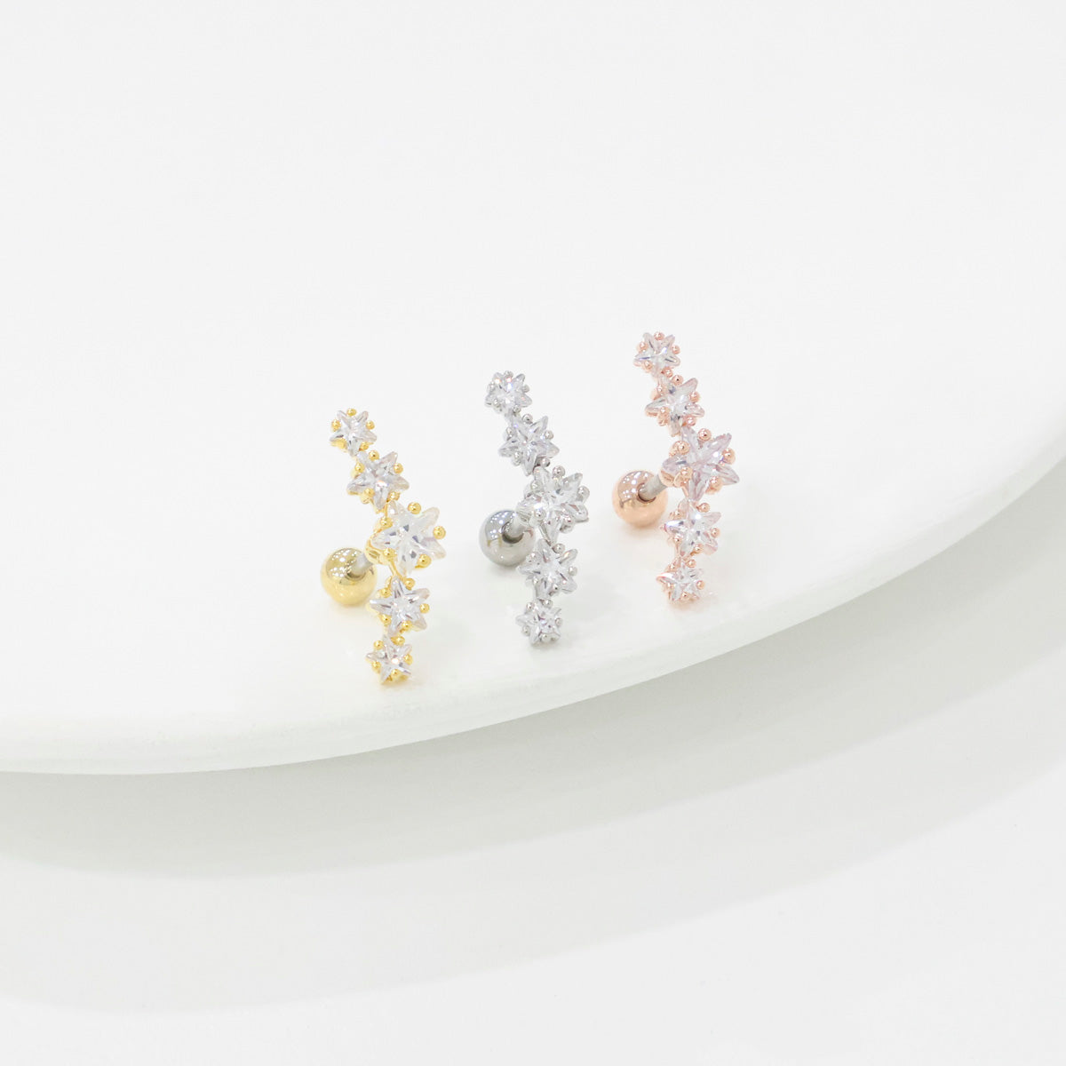 CZ Star Curved Barbell - Cartilage Piercing Earring