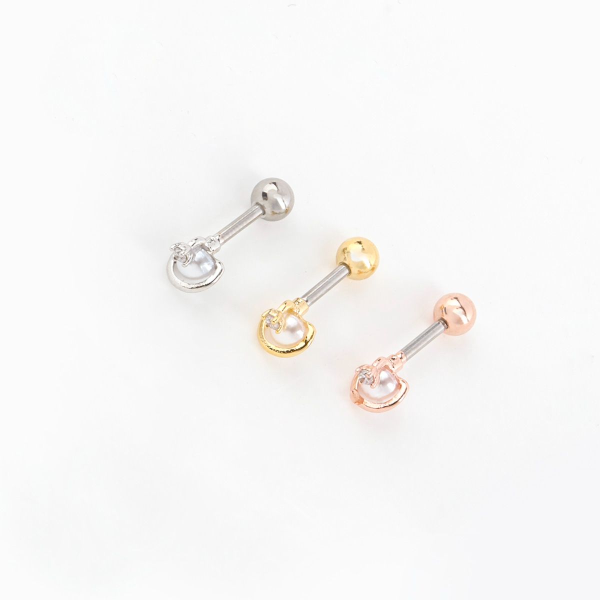 Faux Pearl Cubic Planet Piercing,Surgical Steel Inner Conch Helix Jewelry, Modern Layered Ear Curation Minimal,Saturn Planet piercing