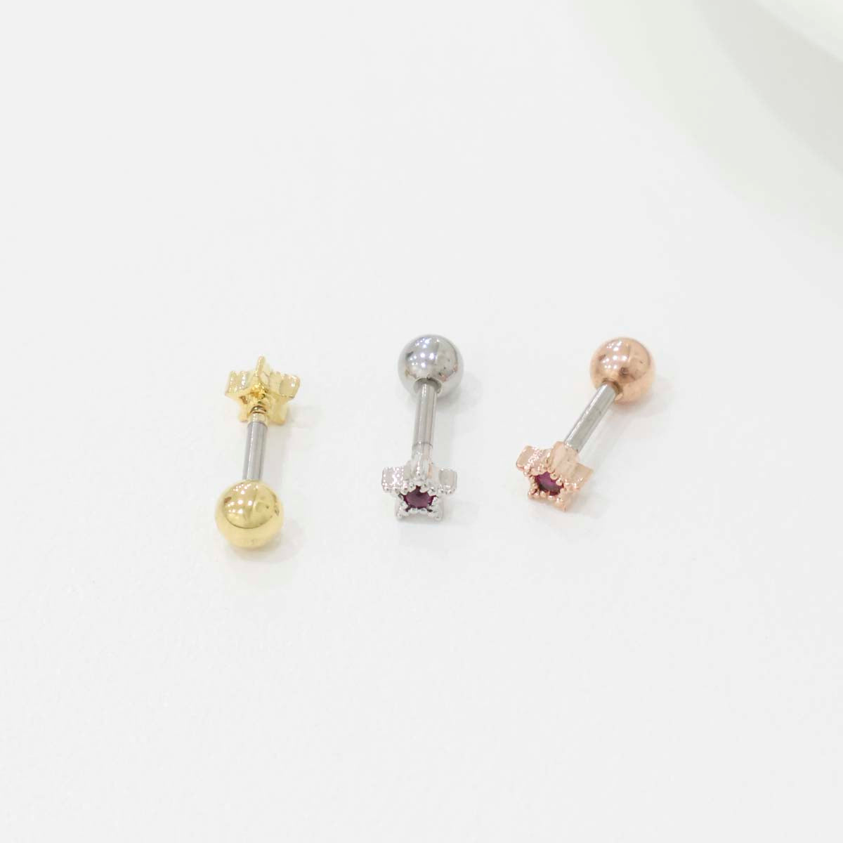Mini Star Barbell Piercing | CZ Stone | Gold/Silver/Rose Gold
