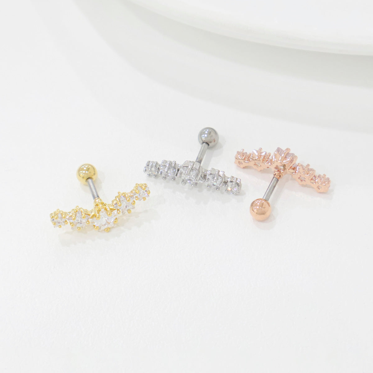 CZ Star Curved Barbell - Cartilage Piercing Earring