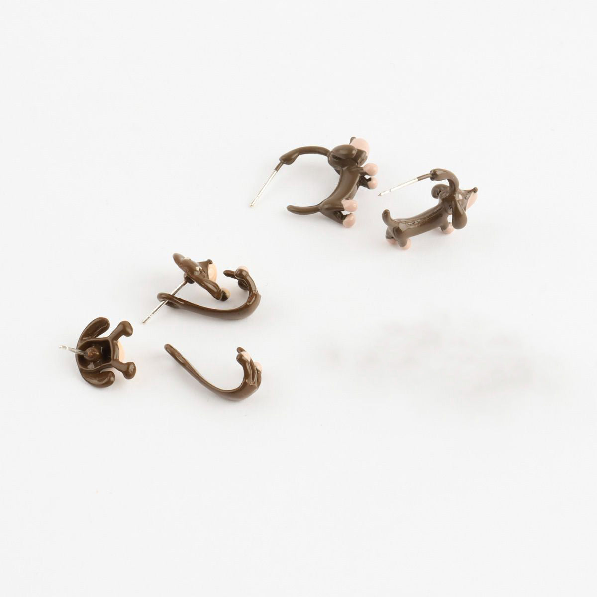 Dachshund Dog Earrings - Front Back Hoop with Silver Post