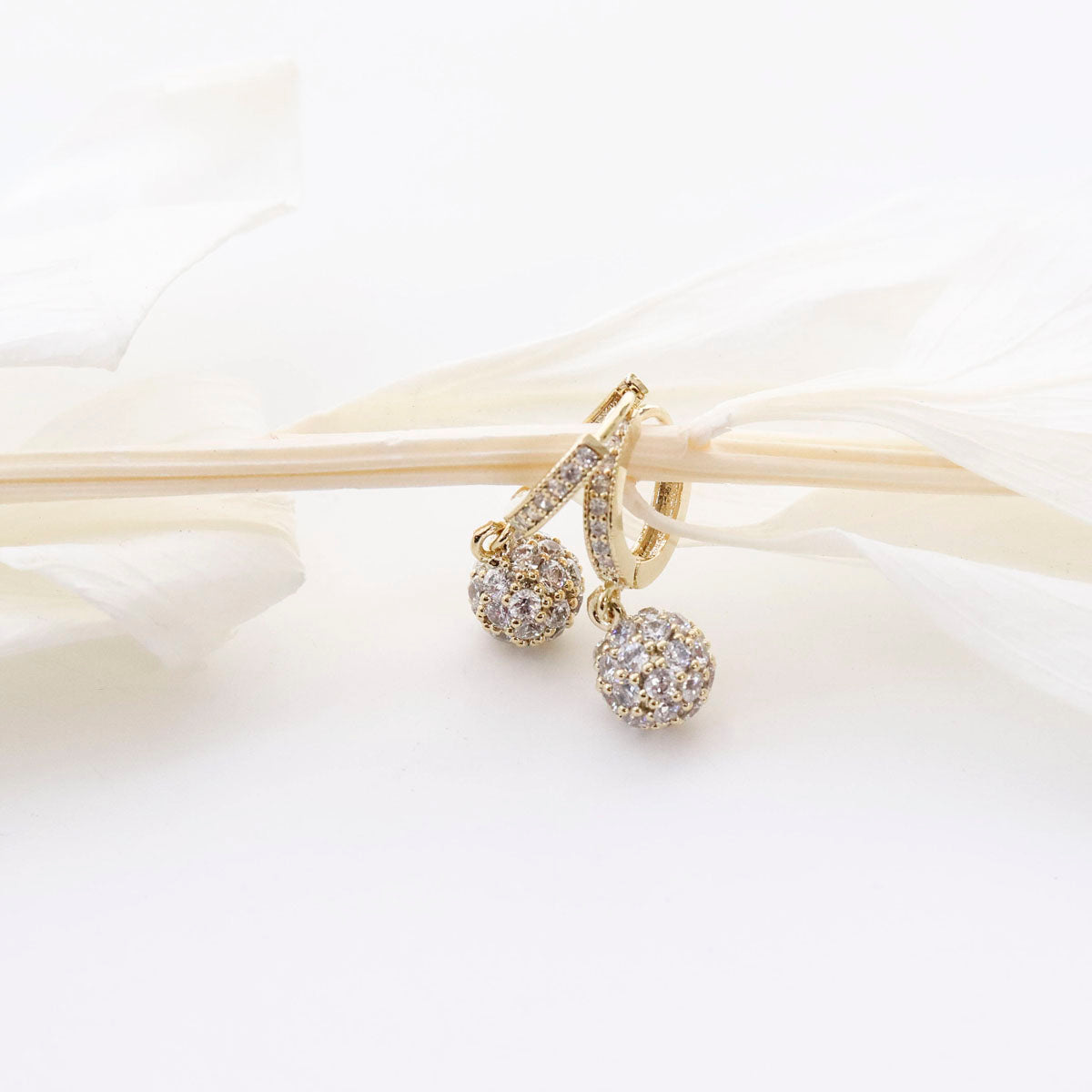 Sparkly Pavé Ball Huggie Hoop Earrings in Gold, Silver & Rose Gold