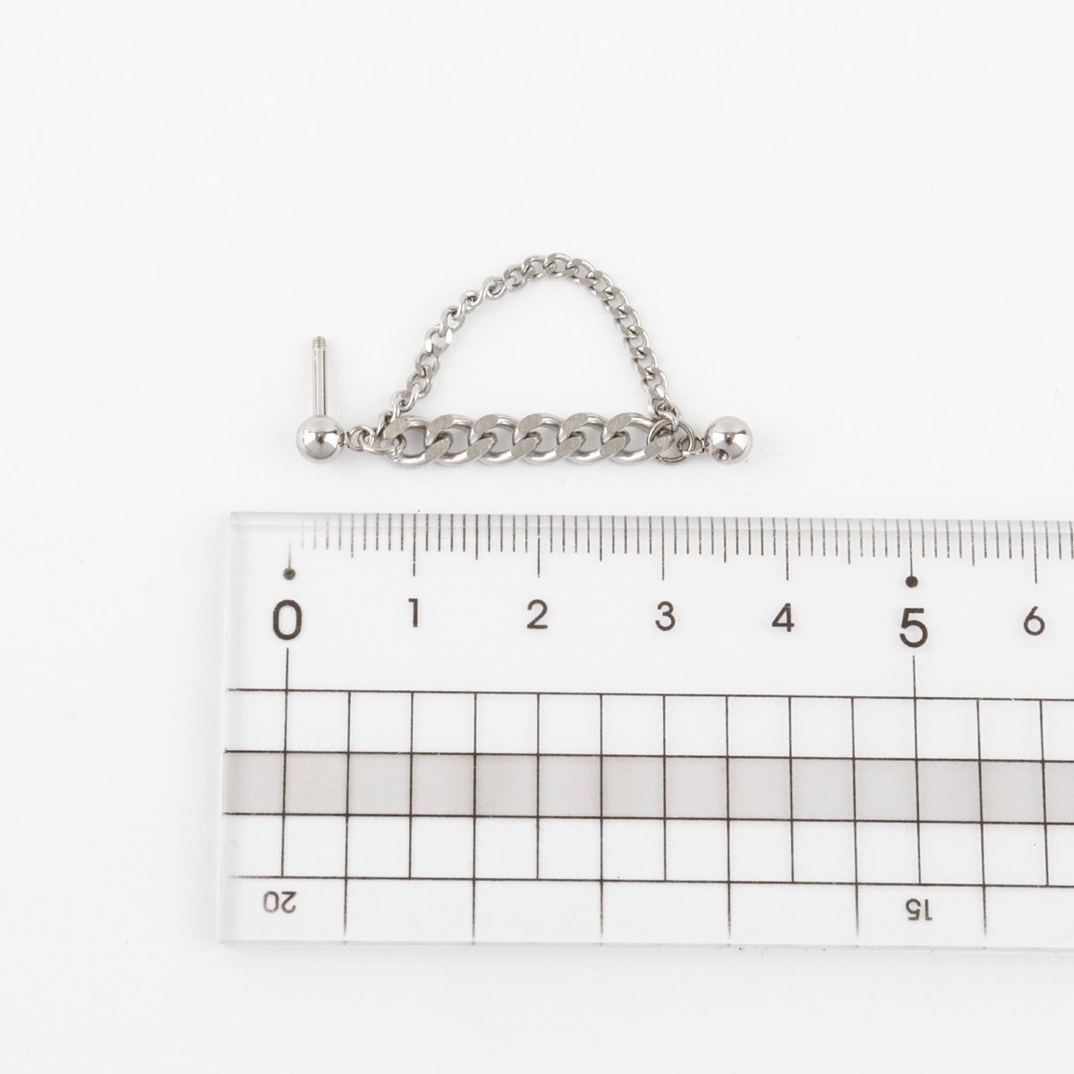 Surgical steel double chain earring - size reference