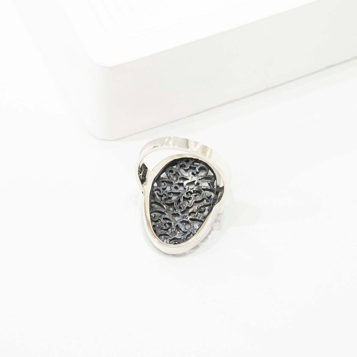 Vintage Filigree Oval Ring - 925 Sterling Silver Statement Ring