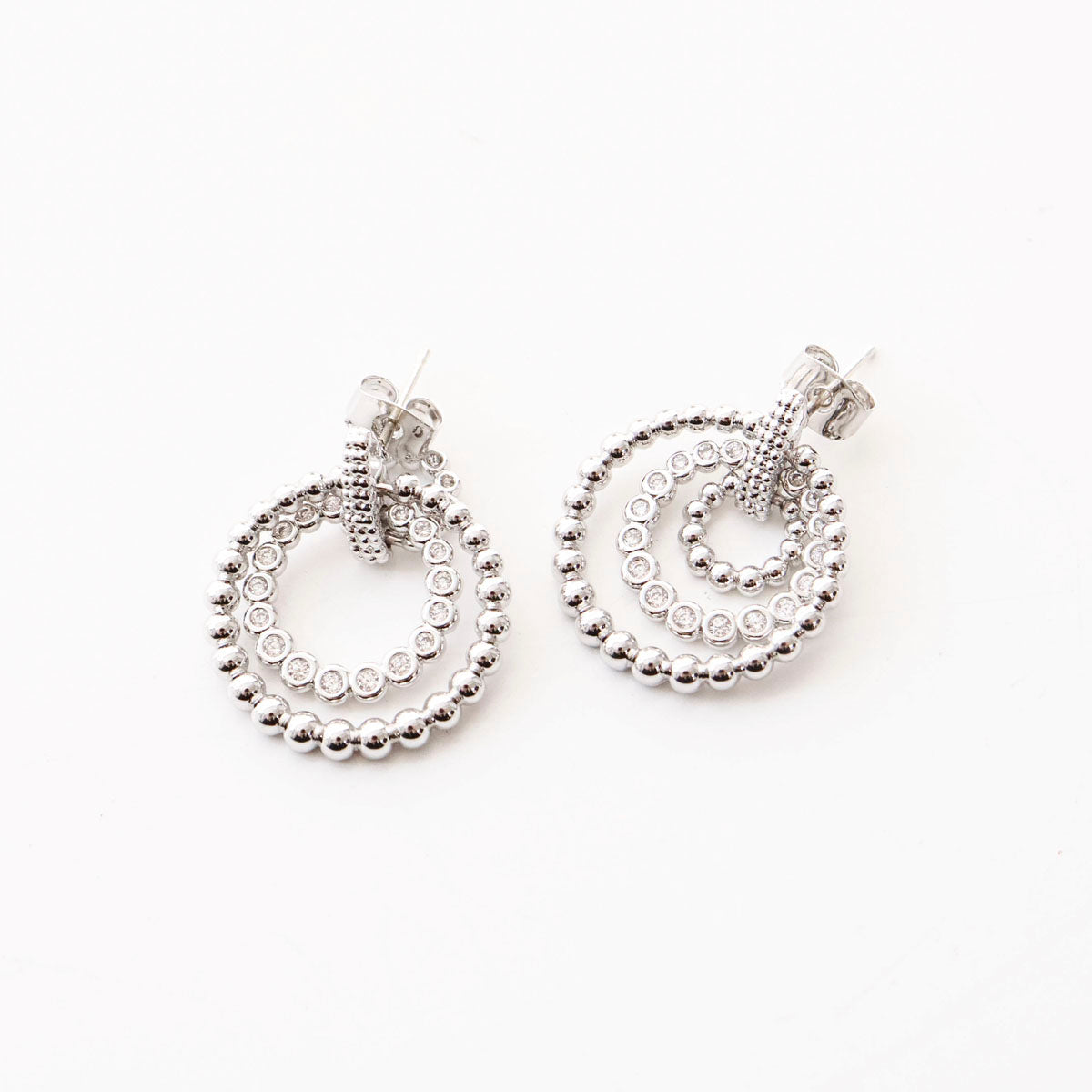 Modern Triple Circle Earrings – 3-Tier Movable Chandelier Hoops, Silver Post, Geometric Statement Jewelry, Elegant Gift for Her