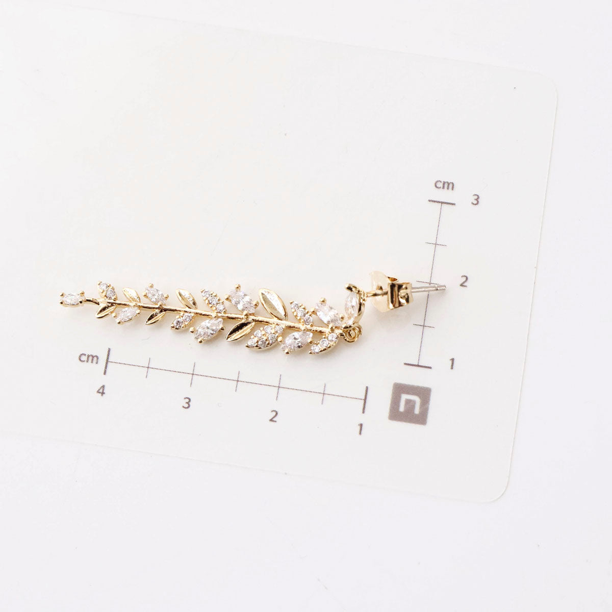 Olive Leaf CZ Drop Earrings - Wedding Jewelry with Silver Post