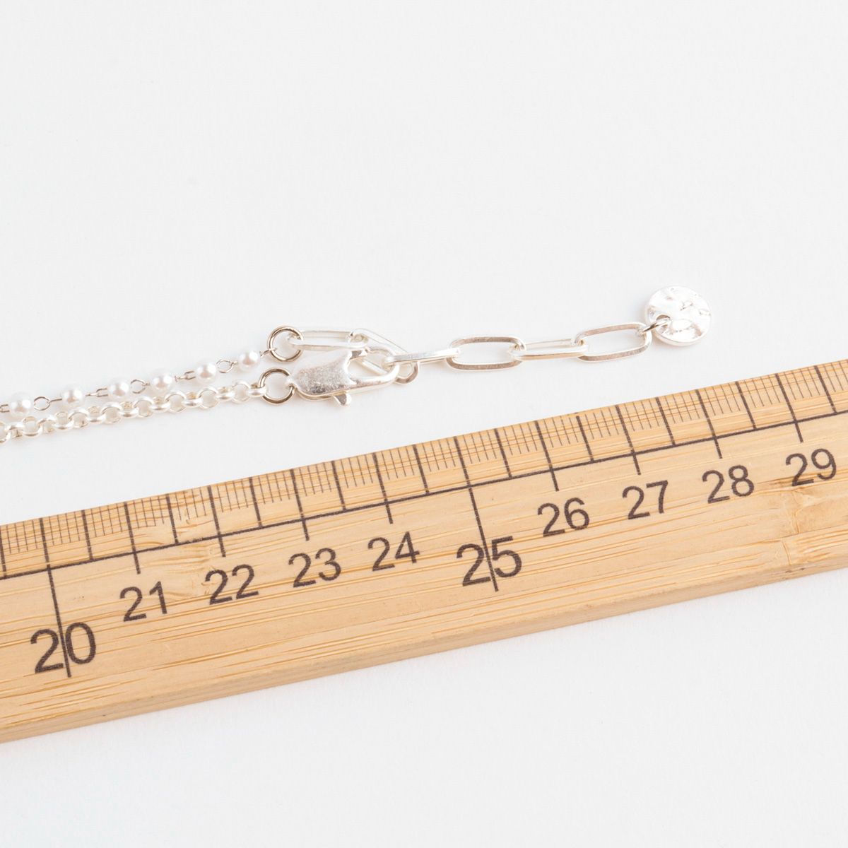 Pearl Chain Ribbon Pendant Necklace in Gold and Silver