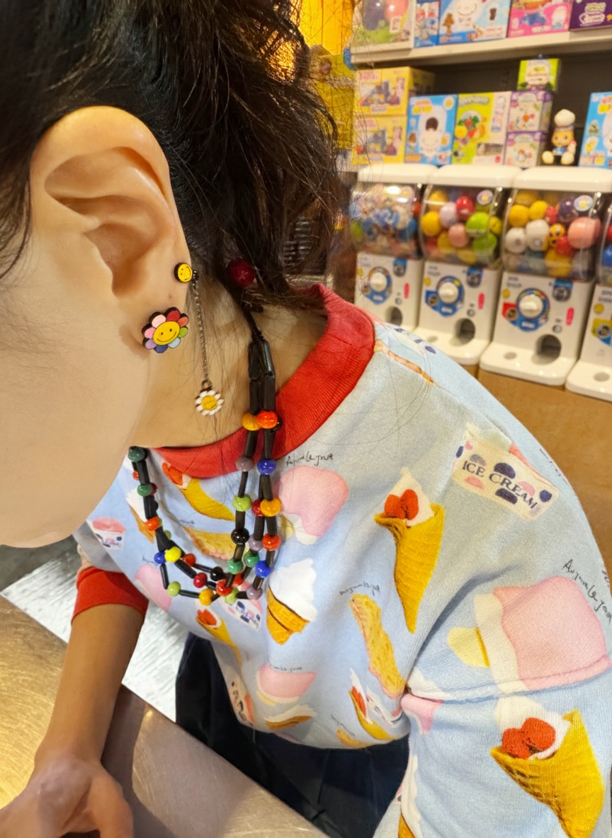 My Too-Much Color Day — Unbalanced Flower Studs & Drop Earrings Story