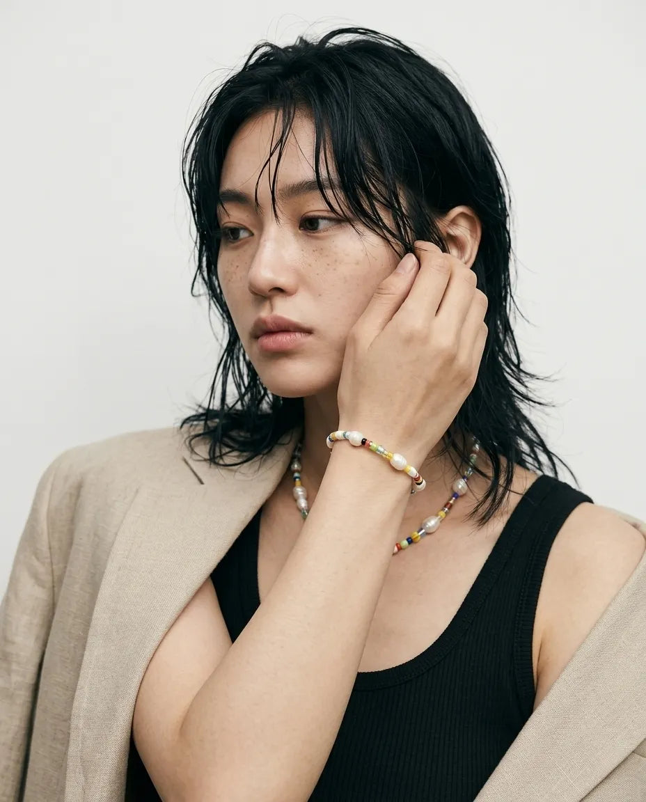 Real Freshwater Pearl & Miyuki Bead Bracelet | Handmade Korea