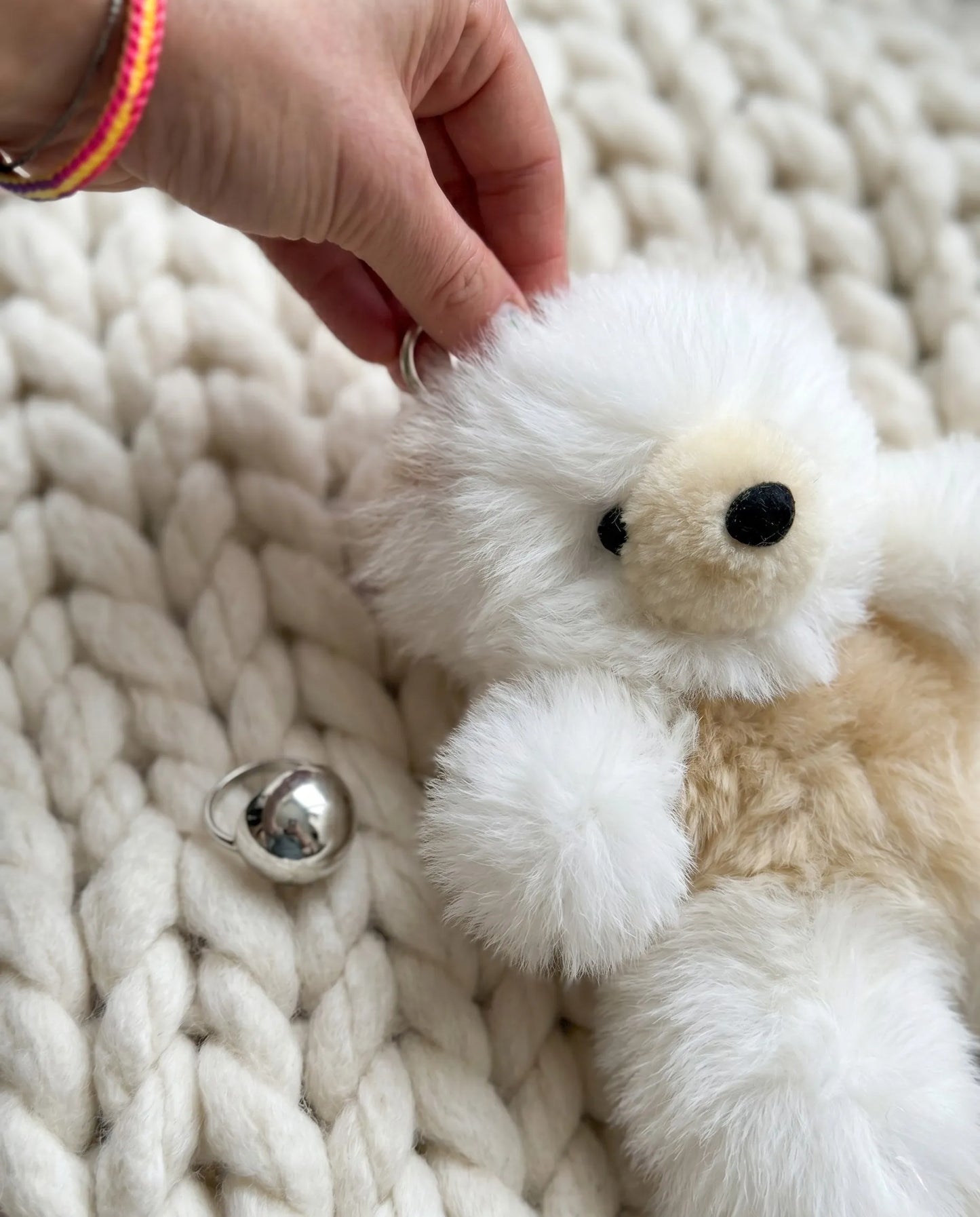 Real Alpaca Teddy Bear Bag Charm Keychain 20cm — Peruvian Fur, Urban Kitsch K-Style