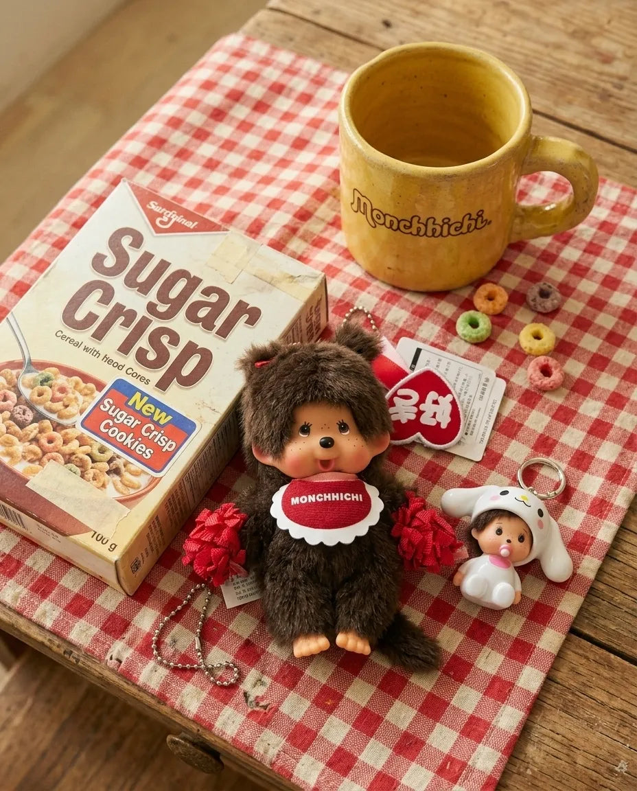 Monchhichi Cheerleader Plush Keychain Bag Charm | Yellow & Red