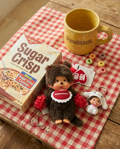 Monchhichi Cheerleader Plush Keychain Bag Charm | Yellow & Red