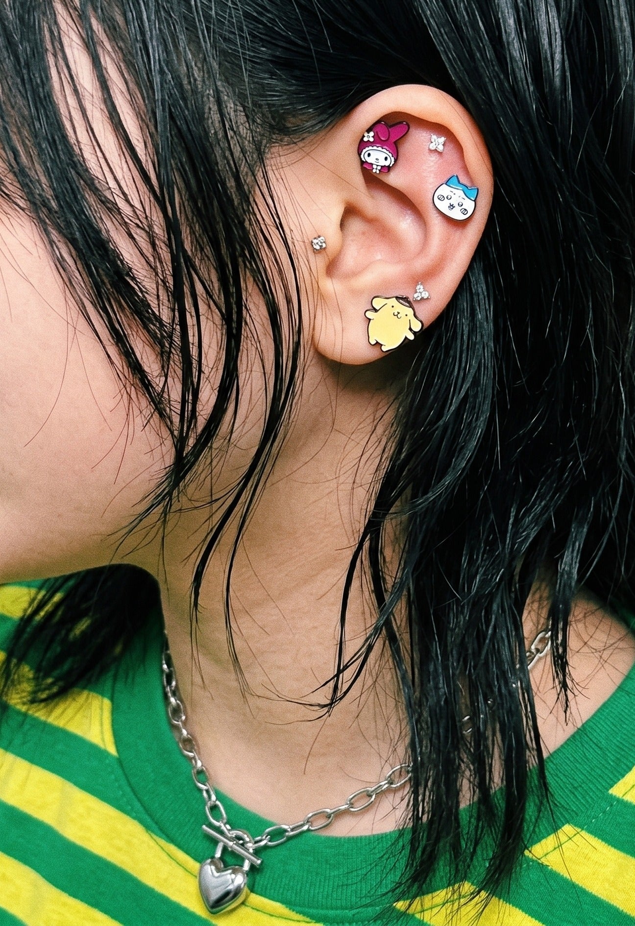 Micro CZ Triangle & Square Surgical Steel Barbell Piercing — 3 Colors