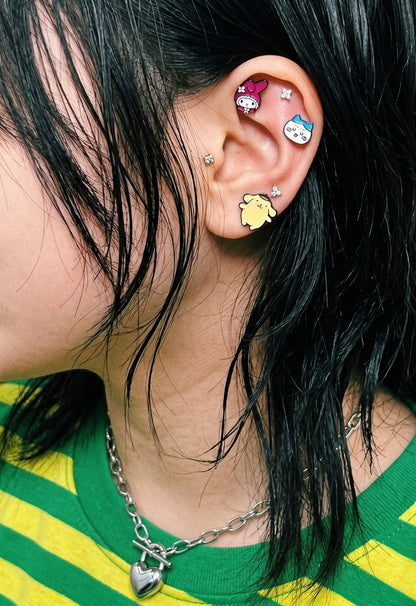 Micro CZ Triangle & Square Surgical Steel Barbell Piercing — 3 Colors