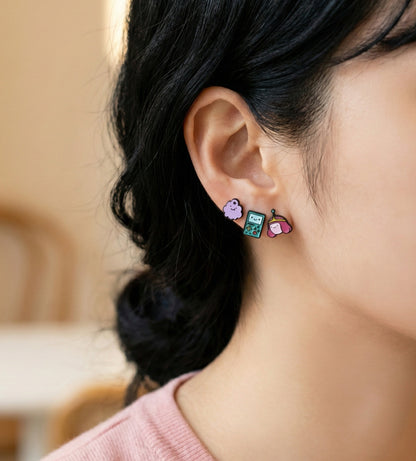 Adventure Time Character Stud Earrings - Finn Jake BMO PB Silver Post Set