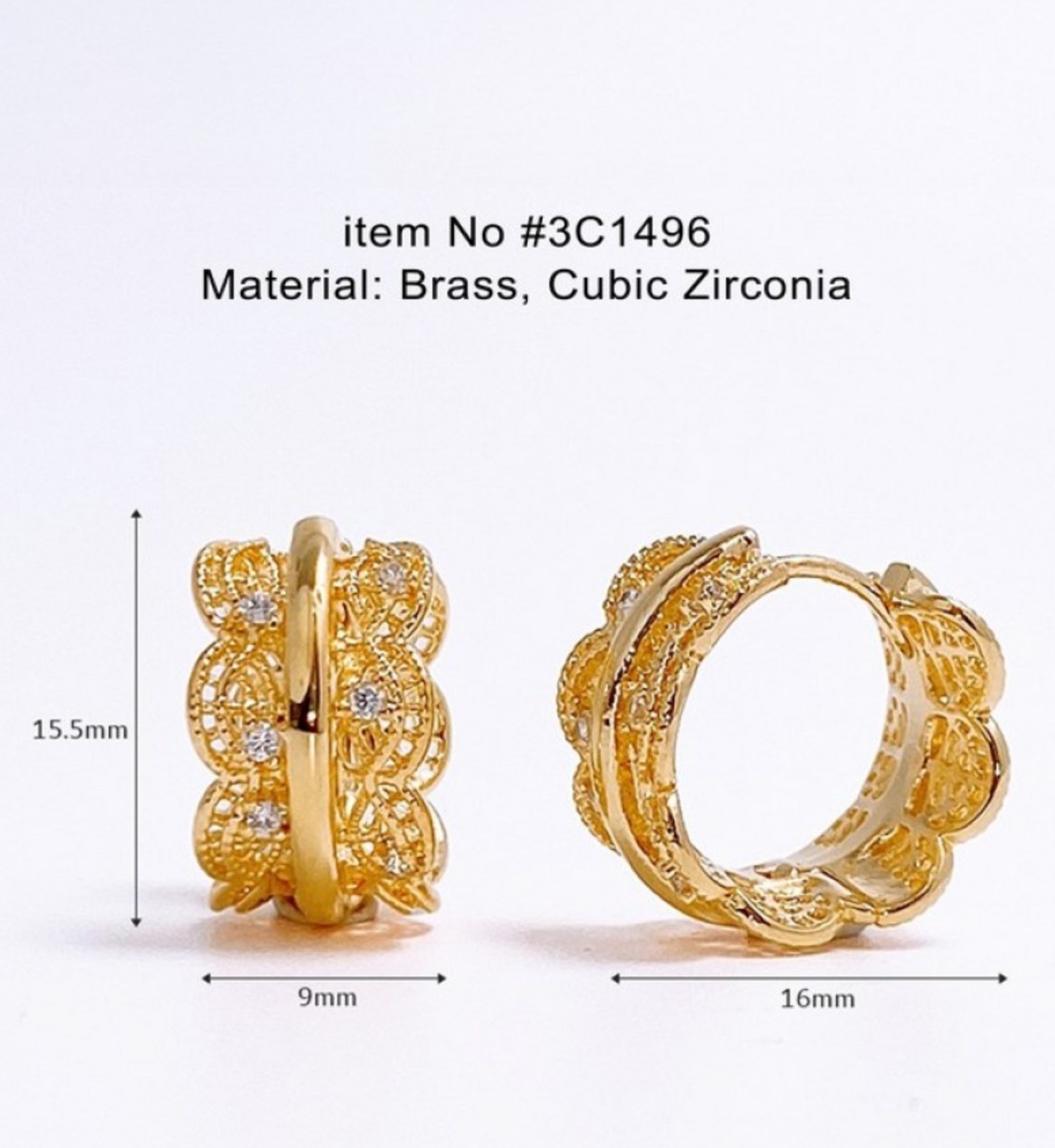 Vintage Filigree Chunky Hoop Earrings | CZ | Gold & Silver | Korean Jewelry
