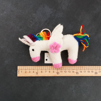 Handmade Rainbow Unicorn Keychain | Needle Felted Bag Charm 2 Styles