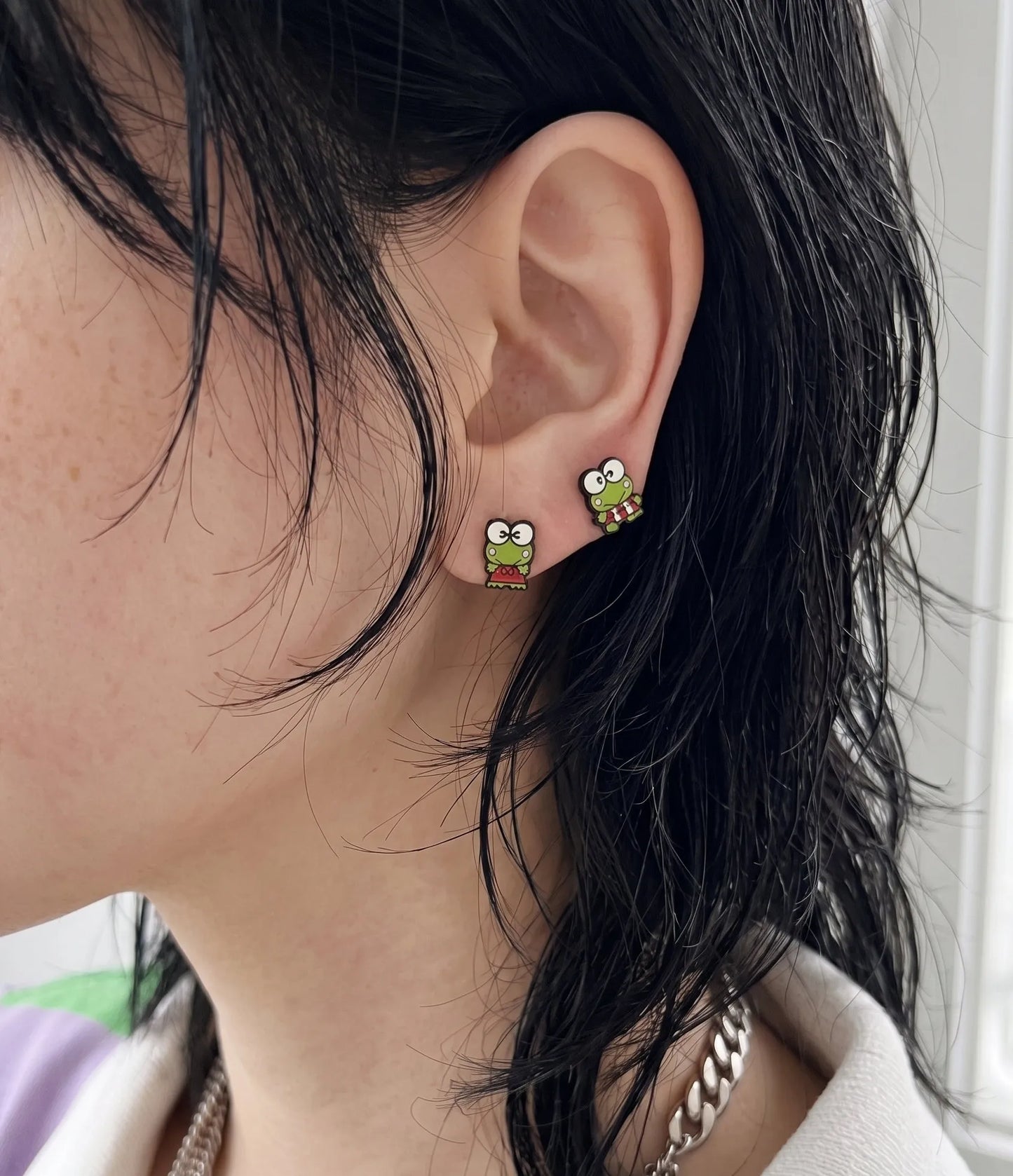 Keroppi Enamel Studs — K-Style Ear Stack