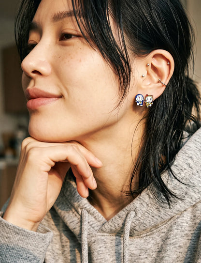 Doraemon & Dorami Mismatched Studs — Handmade in Korea