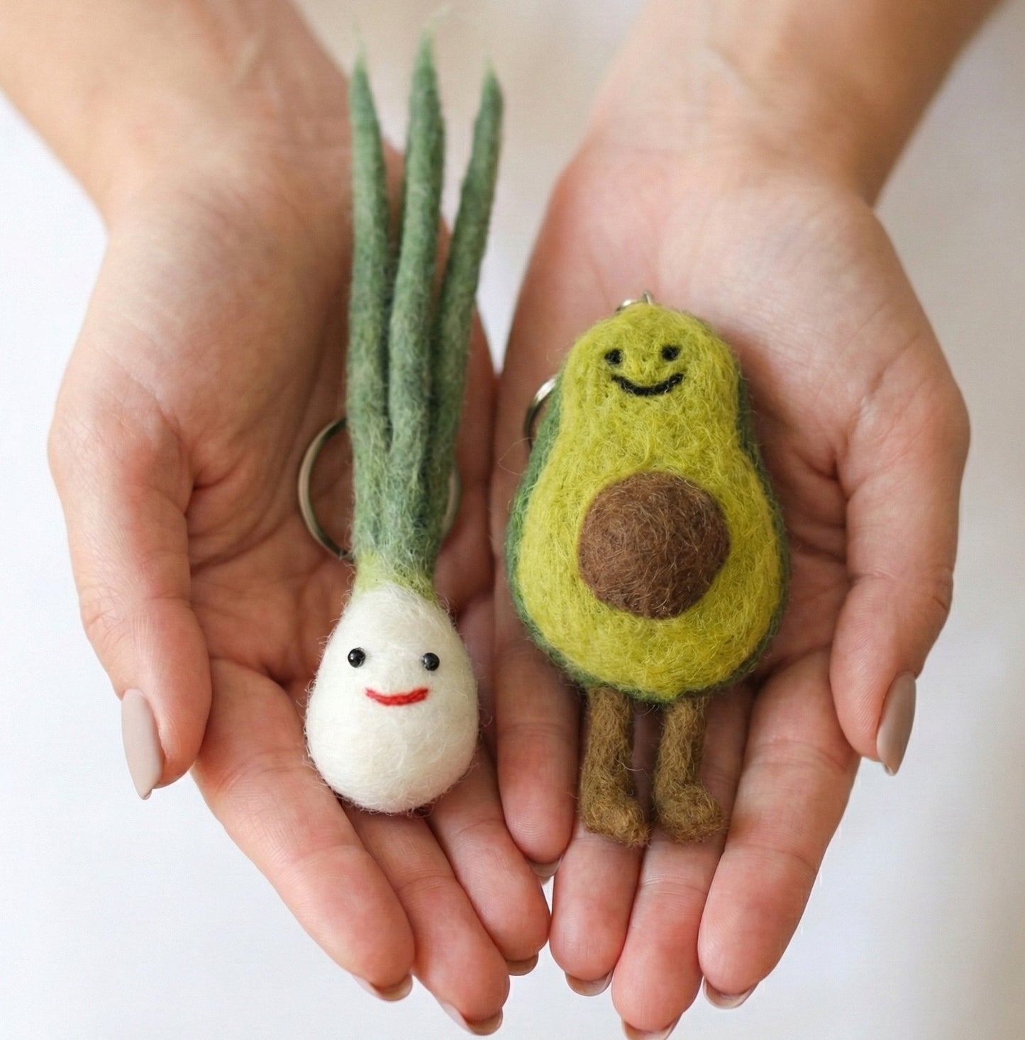 Handmade Nepal Wool Felt Veggie Keychain - Corn Avocado Scallion Broccoli