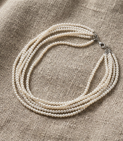 5-Strand Pearl Choker Necklace | Layered Pearl Necklace for Women