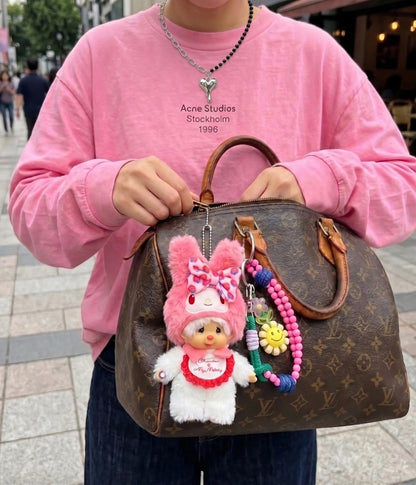 Monchhichi x My Melody & Kuromi Plush Bag Charm Keychain (Sold Individually)