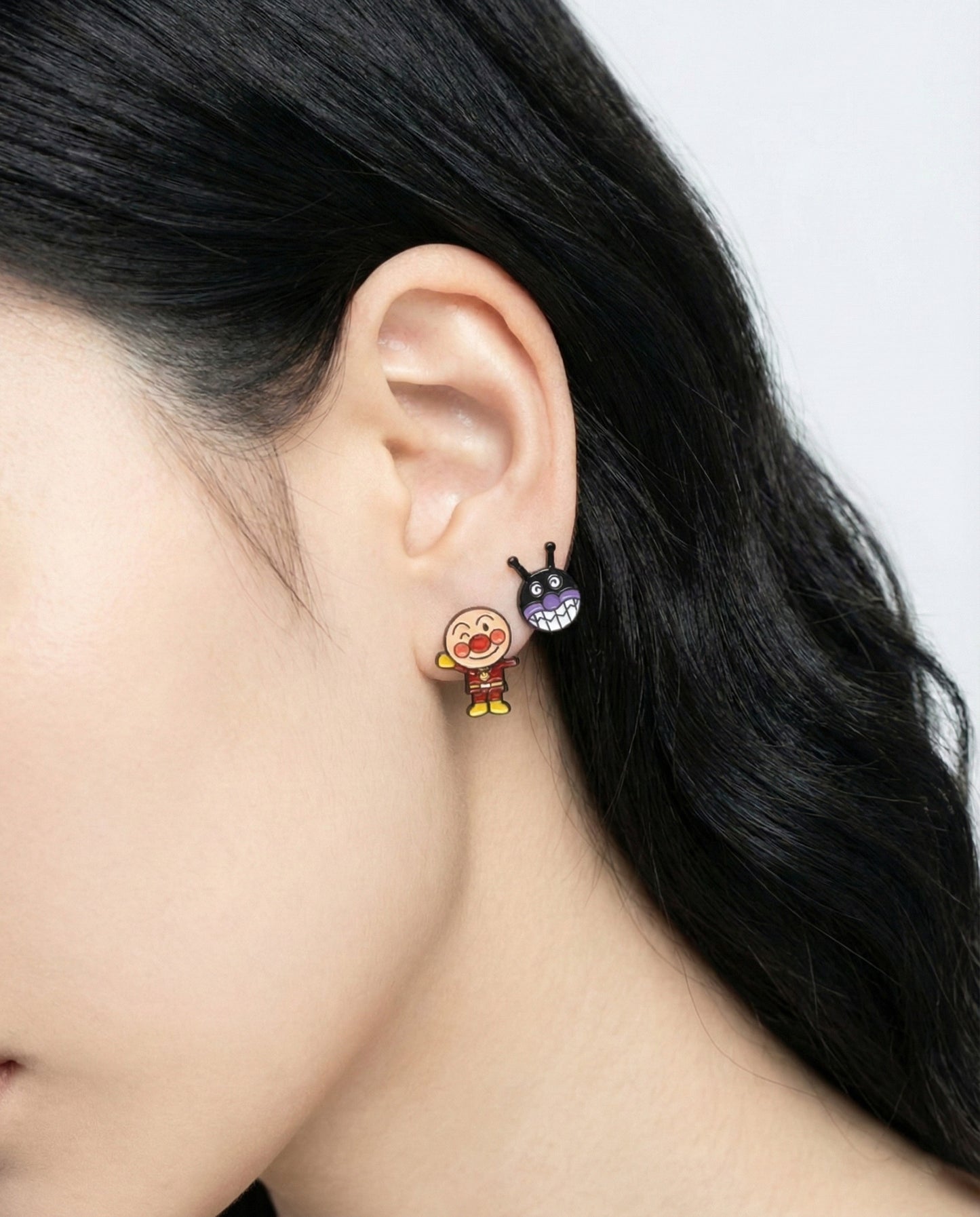 Handmade Anpanman & Friends 2-Way Drop Earrings - 925 Sterling Silver Posts (Baikinman/Shokupanman Options)