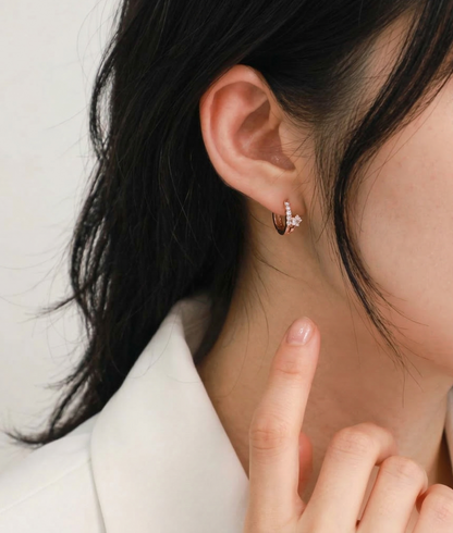 Star CZ Double-Row Huggie Hoop Earrings – Gold, Silver & Rose Gold