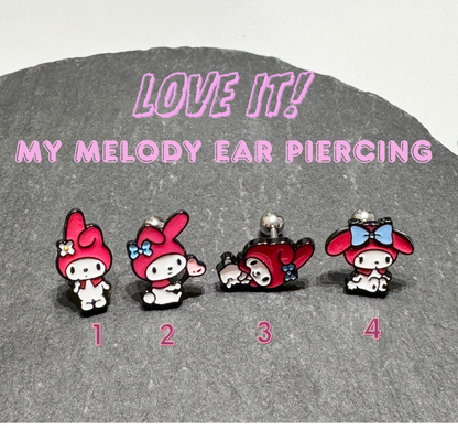 My Melody Inspired Surgical Steel Barbell Stud Earrings Handmade Korea Kawaii Sanrio