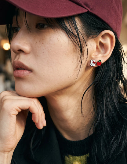 Miffy & Boris Brass Enamel Stud Earrings, 4-Piece Set