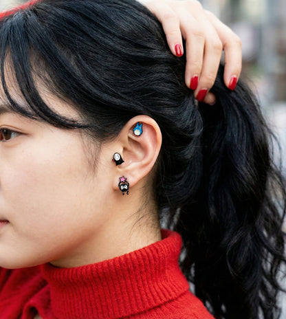 Spirited Away No-Face Kaonashi Stud Earrings Set - 4 Designs (Heart/Gold/Face/Barbell) | Surgical Steel