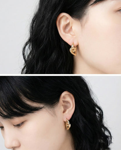 Twisted Heart Huggie Earrings - Love Knot Hoops