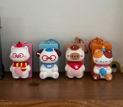 Kawaii Animal 2-Key Keycap Keychain | Cat Dog Pig Charm (4 Colors)