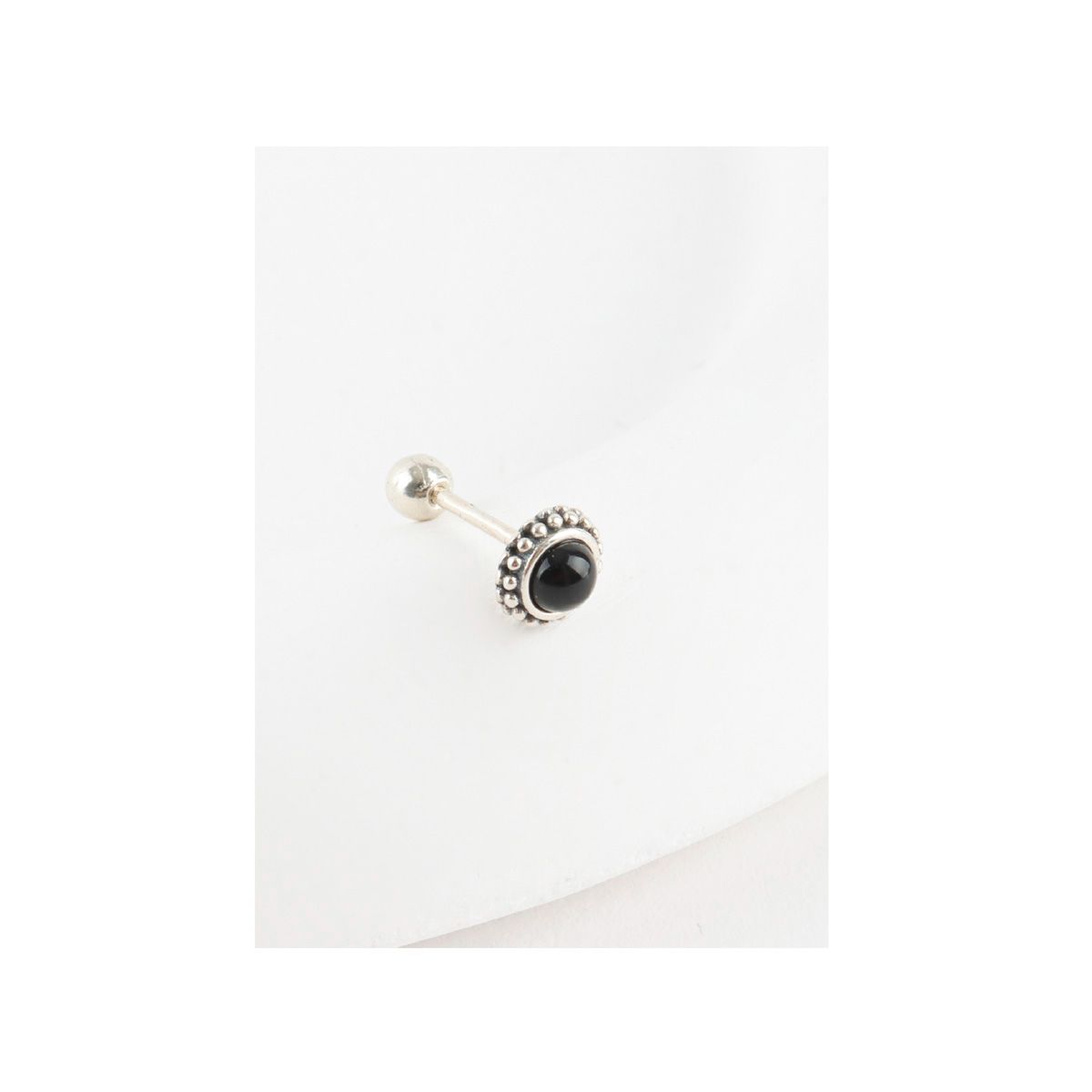 Vintage 925 Silver Post Barbell Stud Earrings - Turquoise & Onyx