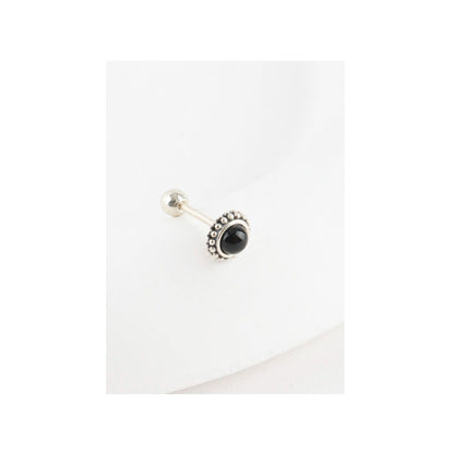 Vintage 925 Silver Post Barbell Stud Earrings - Turquoise & Onyx