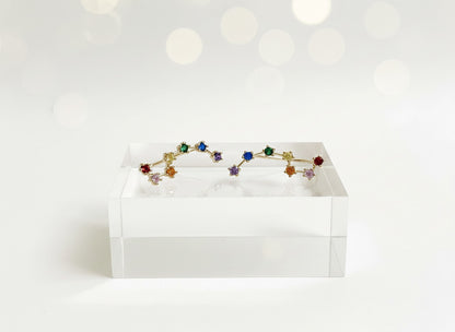 Rainbow Big Dipper Ear Climber - 7 Star Constellation Earrings