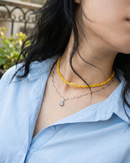 Natural Gemstone & Shell Heishi Bead Choker - 5 Colors