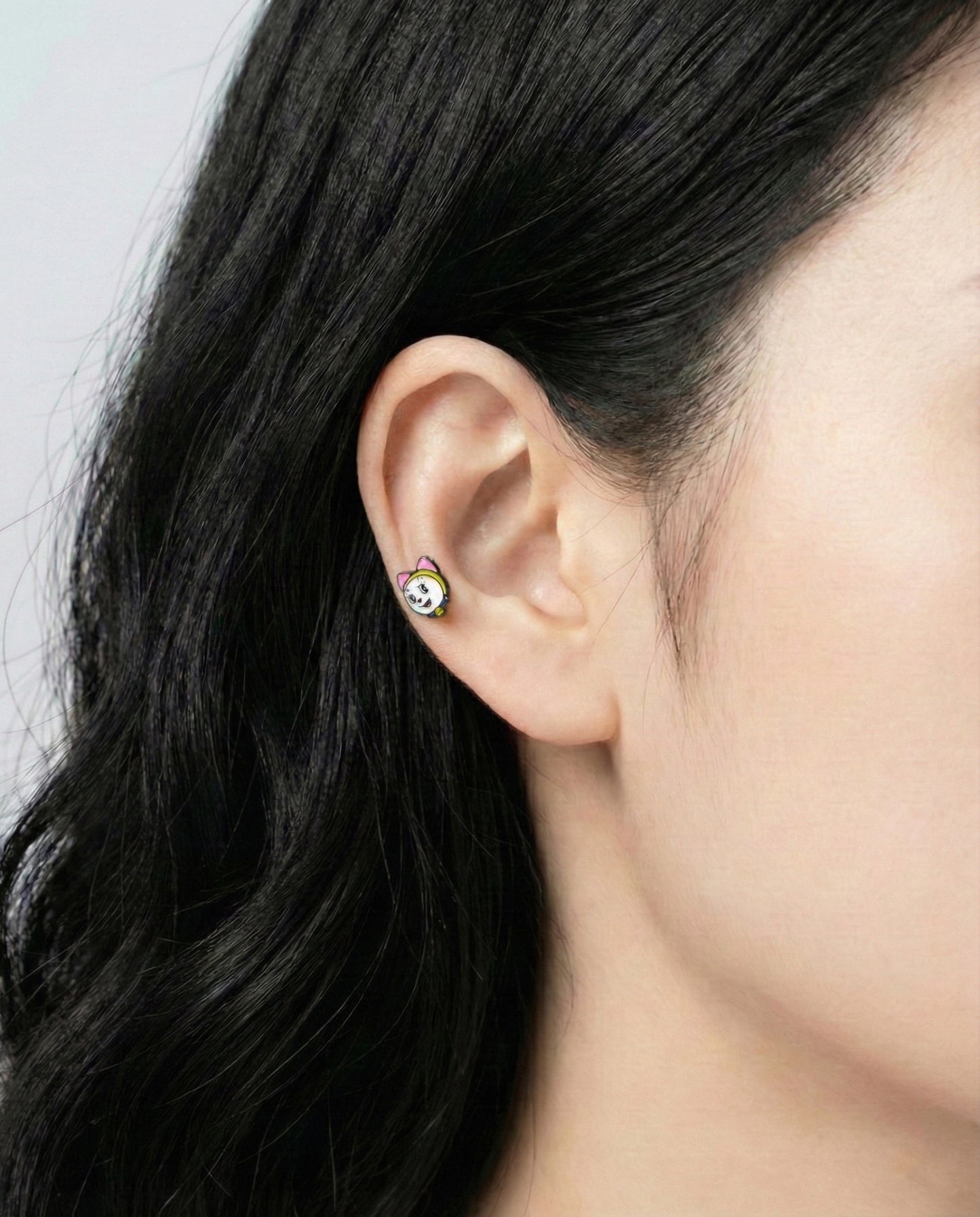 Doraemon & Dorami Surgical Steel Piercing Studs - Hypoallergenic Anime Earrings Made in Korea