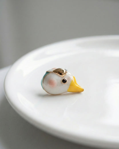 Handmade Cockatiel & Blue Parrot Stud Earrings Pair | Hypoallergenic Titanium Post | Korean Kawaii Animal Jewelry