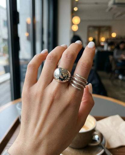 e 925 Sterling Silver Bold Dome Ring — Hollow Chunky Statement Ring, Custom Fit