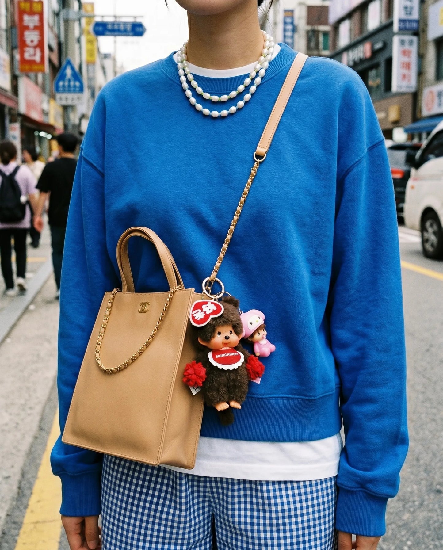 Monchhichi Cheerleader Plush Keychain Bag Charm | Yellow & Red