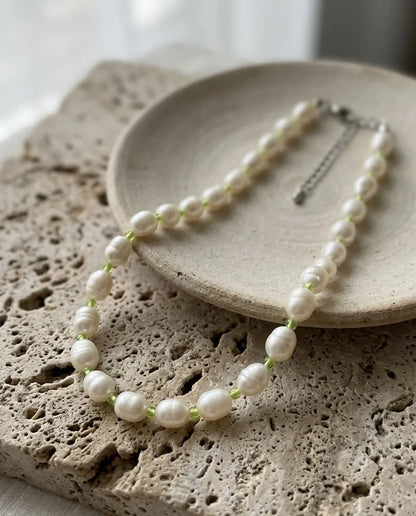 Real Freshwater Pearl & Color Bead Choker Necklace | Y2K Kitsch Neck Stack