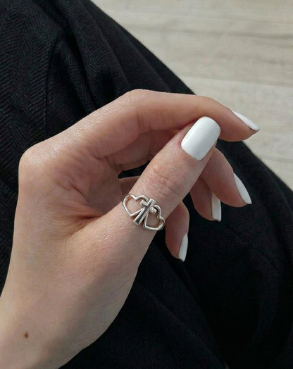 925 Sterling Silver Vintage Ring - Claddagh, Cupid Arrow & Heart Cross