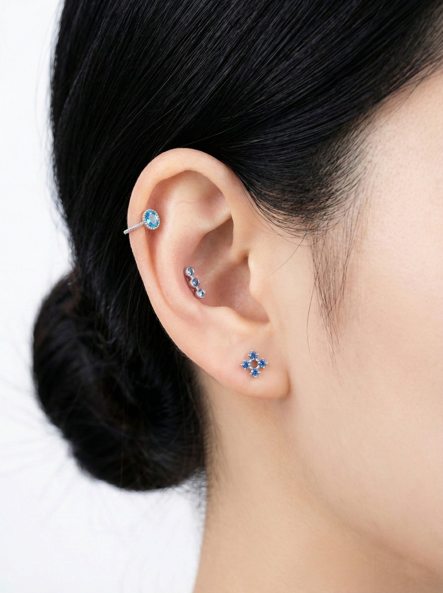 Blue CZ Barbell Studs (3 Styles) – Rhodium Plated