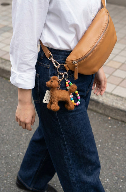 Handmade Needle Felted Wool Poodle Keychain - Cute Dog Bag Charm from Nepal (4 Colors)