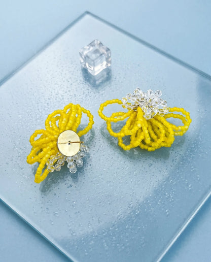 Handmade Acrylic Blossom Loop Earrings | K-Style Volume · 3 Colors