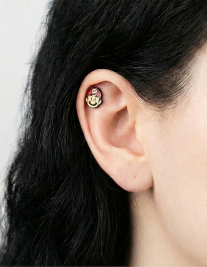 Super Mario Question Box/Star Barbell Ball Earring (Handmade in Korea)