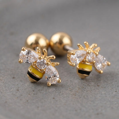 Bumblebee CZ Enamel Cartilage Piercing Stud – Surgical Steel (Single)
